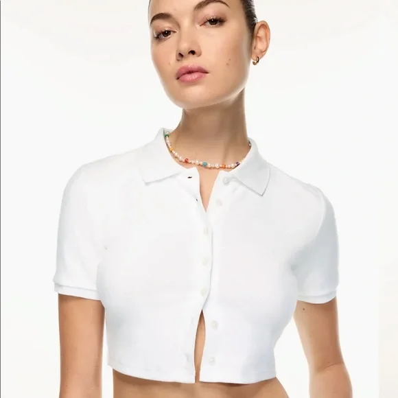 Aritzia Sunday Best cropped, button-front polo - Picture 2 of 5